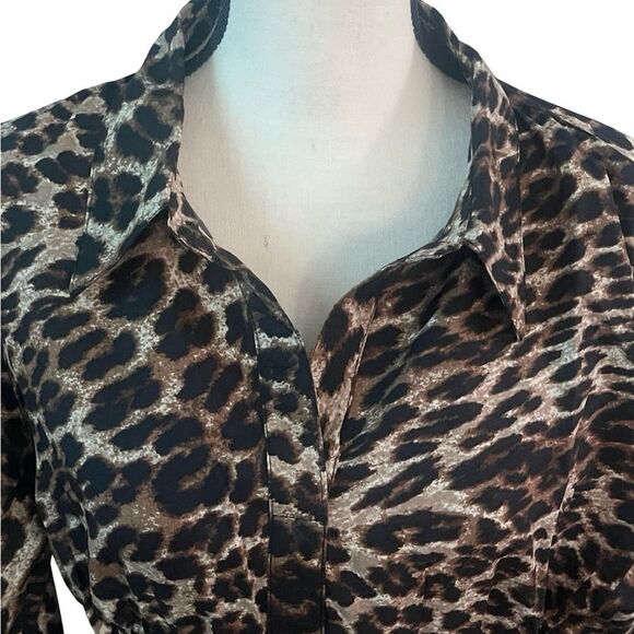 Wishing Waves - Leopard Print Women's Top, Long Sleeve - Picture 3 of 8